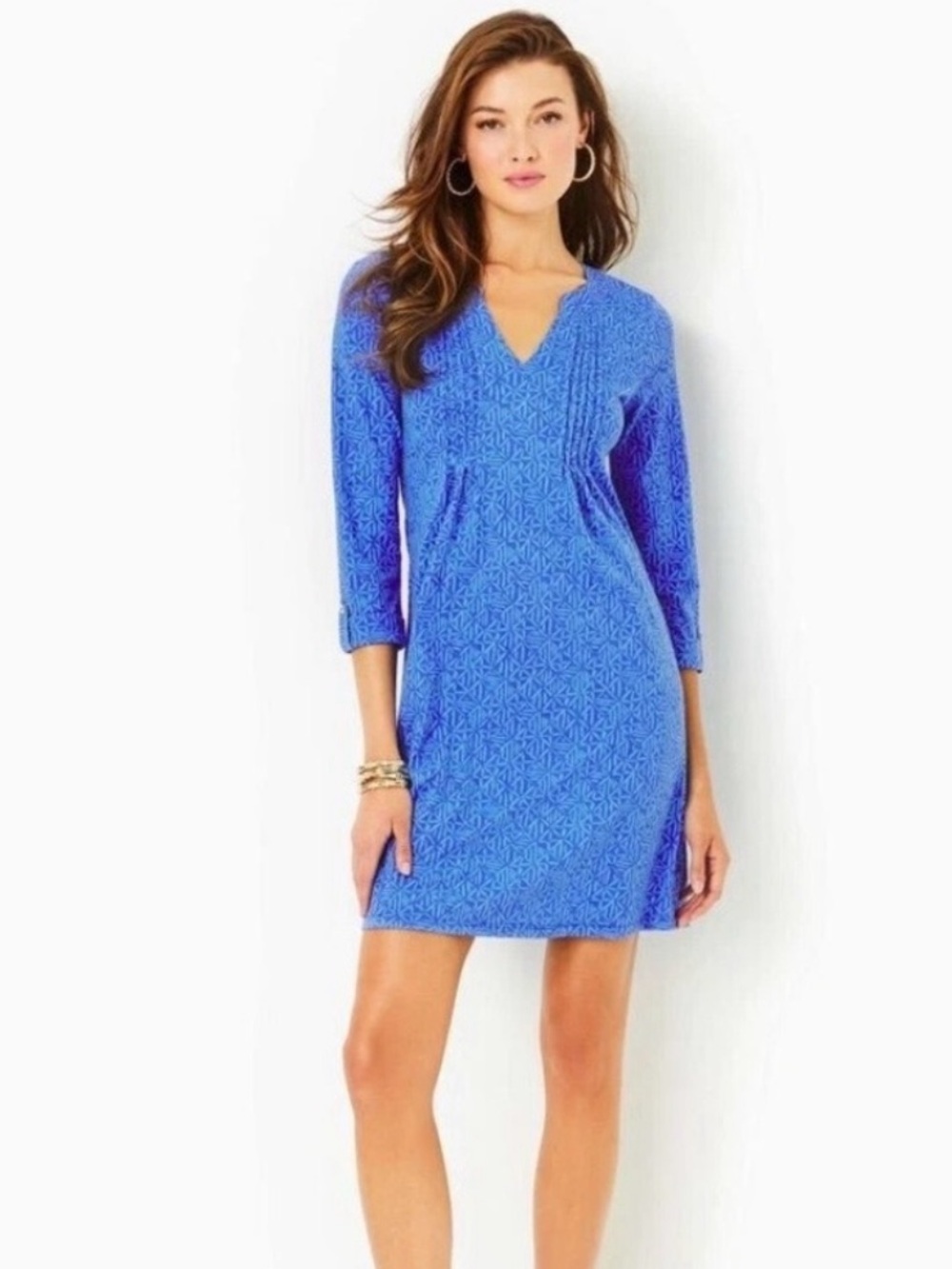 NWT Lilly Pulitzer Fairfax 3/4 Sleeve Dress in Alba Blue Easy Peasy